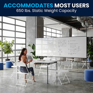 English Elm Hercules Big and Tall Commercial Folding Chair 4-Pack - Heavy-Duty, Extra-Wide, Easy-Clean Seating White 4-LE-L-3-W-WH-GG