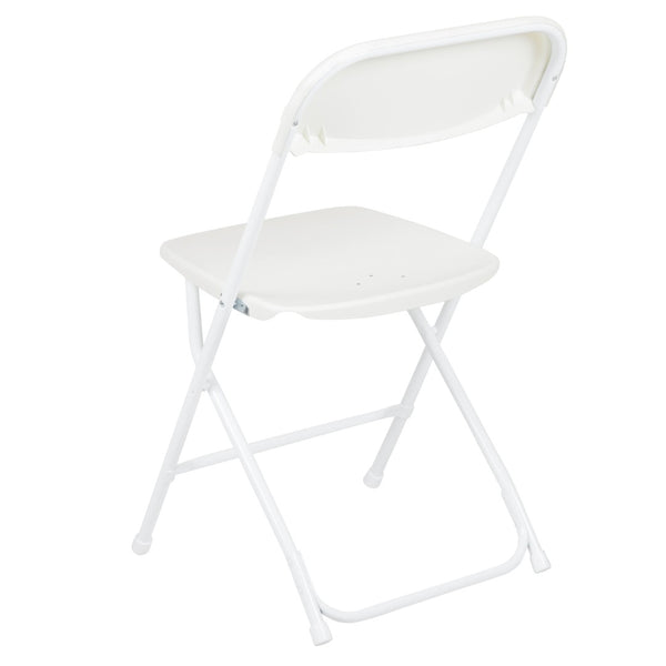 English Elm Hercules Series Plastic Folding Chair Set - Durable, Comfortable 650LB Capacity for Events & Gatherings White 2-LE-L-3-WHITE-GG