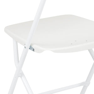 English Elm Hercules Series Plastic Folding Chair Set - Durable, Comfortable 650LB Capacity for Events & Gatherings White 2-LE-L-3-WHITE-GG
