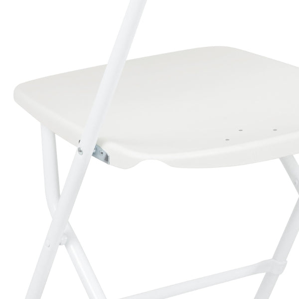 English Elm Hercules Series Plastic Folding Chair Set - Durable, Comfortable 650LB Capacity for Events & Gatherings White 2-LE-L-3-WHITE-GG
