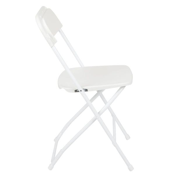 English Elm Hercules Series Plastic Folding Chair Set - Durable, Comfortable 650LB Capacity for Events & Gatherings White 2-LE-L-3-WHITE-GG
