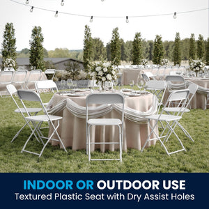 English Elm Hercules Series Plastic Folding Chair Set - Durable, Comfortable 650LB Capacity for Events & Gatherings White 2-LE-L-3-WHITE-GG