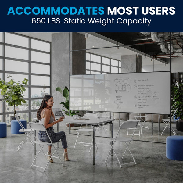 English Elm Hercules Series Plastic Folding Chair Set - Durable, Comfortable 650LB Capacity for Events & Gatherings White 2-LE-L-3-WHITE-GG