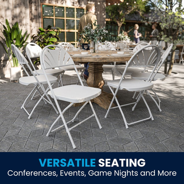 English Elm 2 Pack HERCULES Series Folding Chairs with 650 lb Capacity for Events, Home Use, and Storage Solutions White 2-LE-L-4-WHITE-GG