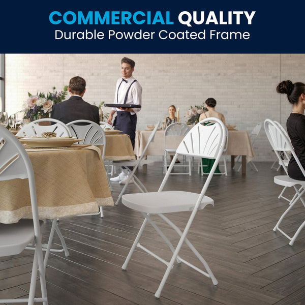 English Elm 2 Pack HERCULES Series Folding Chairs with 650 lb Capacity for Events, Home Use, and Storage Solutions White 2-LE-L-4-WHITE-GG