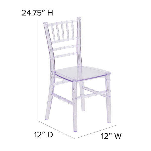 English Elm HERCULES Child Size Transparent Chiavari Chair – Elegant, Durable Seating for Events & Everyday Fun Clear LE-L-7K-CL-GG