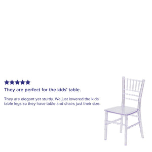 English Elm HERCULES Child Size Transparent Chiavari Chair – Elegant, Durable Seating for Events & Everyday Fun Clear LE-L-7K-CL-GG