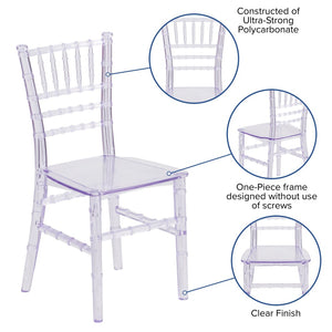 English Elm HERCULES Child Size Transparent Chiavari Chair – Elegant, Durable Seating for Events & Everyday Fun Clear LE-L-7K-CL-GG