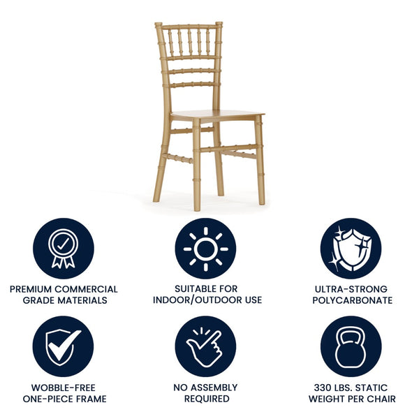 English Elm HERCULES Child Size Transparent Chiavari Chair – Elegant, Durable Seating for Events & Everyday Fun Gold LE-L-7K-GD-GG