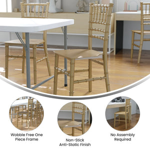 English Elm HERCULES Child Size Transparent Chiavari Chair – Elegant, Durable Seating for Events & Everyday Fun Gold LE-L-7K-GD-GG