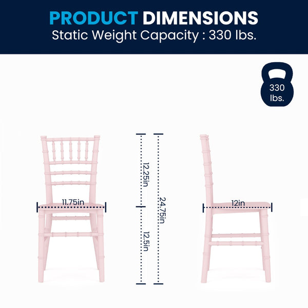 English Elm HERCULES Child Size Transparent Chiavari Chair – Elegant, Durable Seating for Events & Everyday Fun Pink LE-L-7K-PK-GG