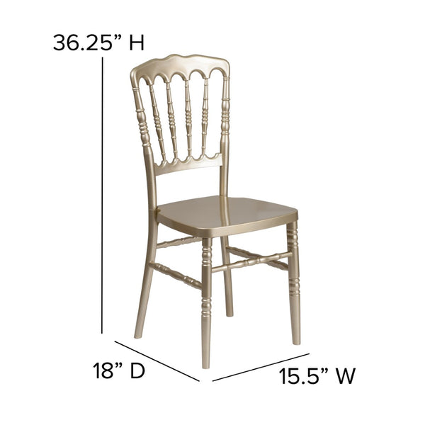English Elm HERCULES Series Resin Stacking Napoleon Chair – Elegant, Durable Seating for Events and Gatherings Gold LE-L-MON-GD-GG