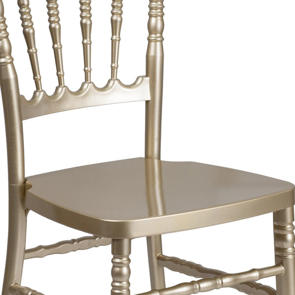 English Elm HERCULES Series Resin Stacking Napoleon Chair – Elegant, Durable Seating for Events and Gatherings Gold LE-L-MON-GD-GG