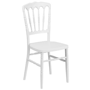 English Elm HERCULES Series Resin Stacking Napoleon Chair – Elegant, Durable Seating for Events and Gatherings White LE-L-MON-WH-GG