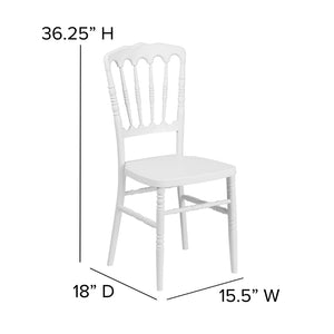 English Elm HERCULES Series Resin Stacking Napoleon Chair – Elegant, Durable Seating for Events and Gatherings White LE-L-MON-WH-GG