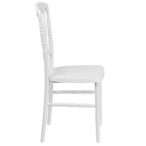 English Elm HERCULES Series Resin Stacking Napoleon Chair – Elegant, Durable Seating for Events and Gatherings White LE-L-MON-WH-GG