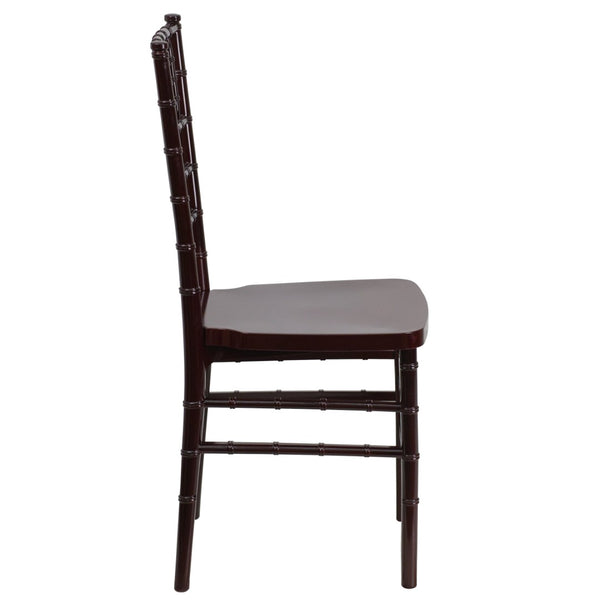 English Elm HERCULES Premium Stacking Chiavari Chair - Elegant Resin Seating for Weddings, Events & Rentals Mahogany LE-MAHOGANY-GG