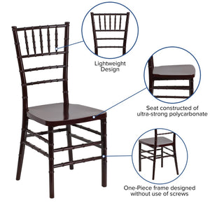 English Elm HERCULES Premium Stacking Chiavari Chair - Elegant Resin Seating for Weddings, Events & Rentals Mahogany LE-MAHOGANY-GG