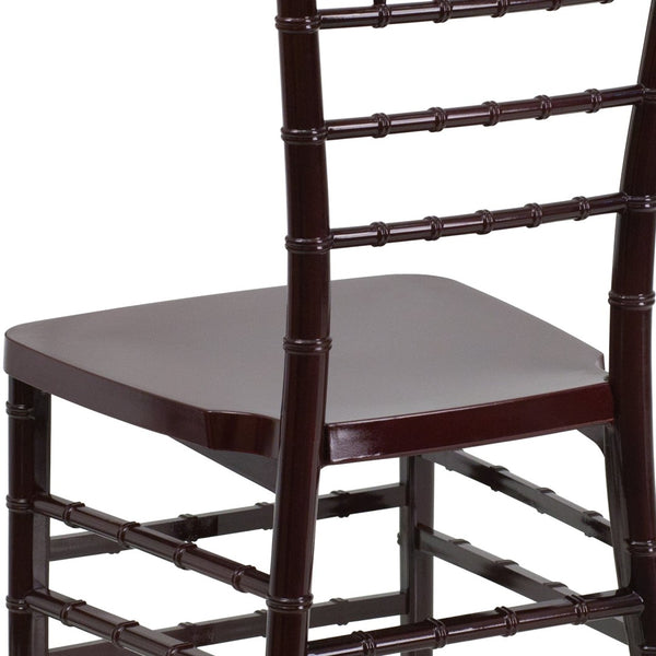 English Elm HERCULES Premium Stacking Chiavari Chair - Elegant Resin Seating for Weddings, Events & Rentals Mahogany LE-MAHOGANY-GG
