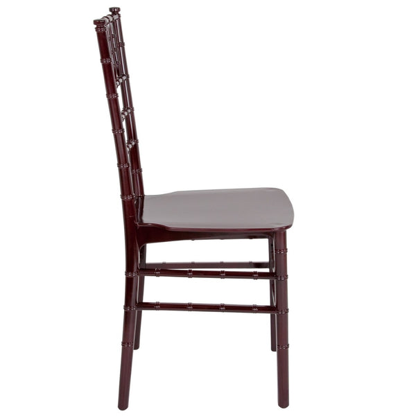 English Elm HERCULES Series Stacking Chiavari Chair - Elegant, Durable Seating for Events with Compact Storage Options Mahogany LE-MAHOGANY-M-GG