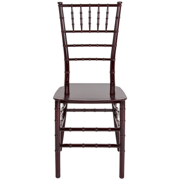 English Elm HERCULES Series Stacking Chiavari Chair - Elegant, Durable Seating for Events with Compact Storage Options Mahogany LE-MAHOGANY-M-GG