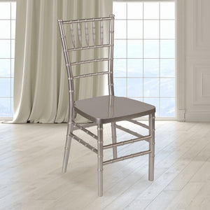 English Elm HERCULES Premium Stacking Chiavari Chair - Elegant Resin Seating for Weddings, Events & Rentals Pewter LE-PEWTER-GG