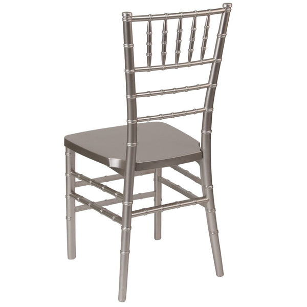 English Elm HERCULES Premium Stacking Chiavari Chair - Elegant Resin Seating for Weddings, Events & Rentals Pewter LE-PEWTER-GG