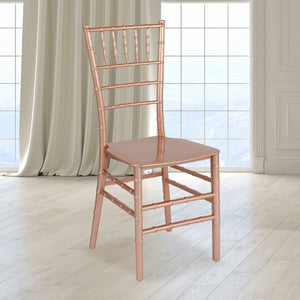 English Elm HERCULES Series Stacking Chiavari Chair - Elegant, Durable Seating for Events with Compact Storage Options Rose Gold LE-ROSE-M-GG