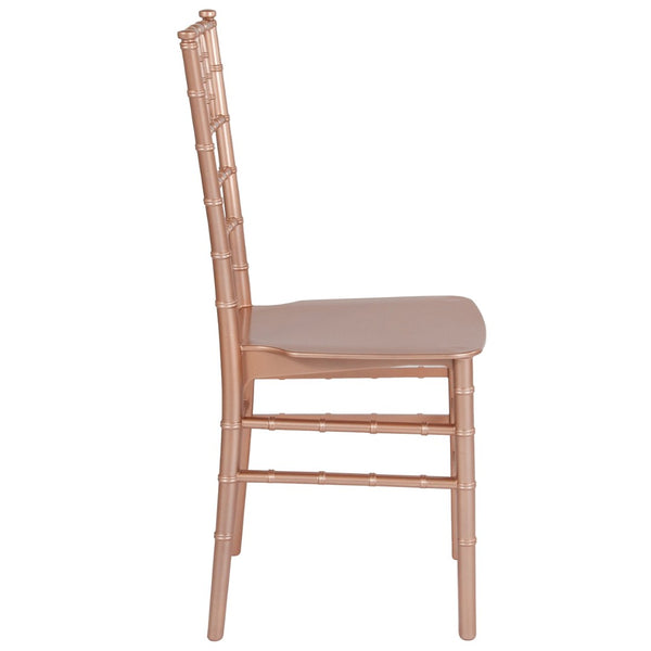 English Elm HERCULES Series Stacking Chiavari Chair - Elegant, Durable Seating for Events with Compact Storage Options Rose Gold LE-ROSE-M-GG