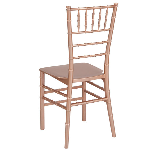 English Elm HERCULES Series Stacking Chiavari Chair - Elegant, Durable Seating for Events with Compact Storage Options Rose Gold LE-ROSE-M-GG