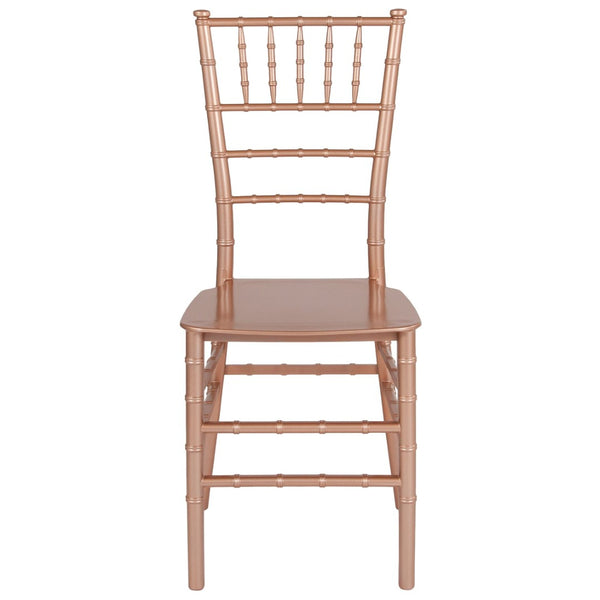 English Elm HERCULES Series Stacking Chiavari Chair - Elegant, Durable Seating for Events with Compact Storage Options Rose Gold LE-ROSE-M-GG