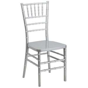 English Elm HERCULES Premium Stacking Chiavari Chair - Elegant Resin Seating for Weddings, Events & Rentals Silver LE-SILVER-GG