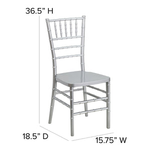 English Elm HERCULES Premium Stacking Chiavari Chair - Elegant Resin Seating for Weddings, Events & Rentals Silver LE-SILVER-GG