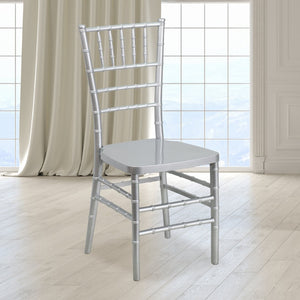 English Elm HERCULES Premium Stacking Chiavari Chair - Elegant Resin Seating for Weddings, Events & Rentals Silver LE-SILVER-GG