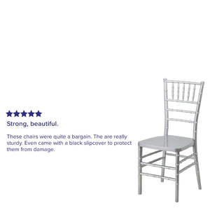 English Elm HERCULES Premium Stacking Chiavari Chair - Elegant Resin Seating for Weddings, Events & Rentals Silver LE-SILVER-GG