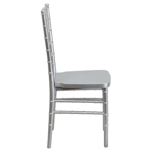 English Elm HERCULES Premium Stacking Chiavari Chair - Elegant Resin Seating for Weddings, Events & Rentals Silver LE-SILVER-GG