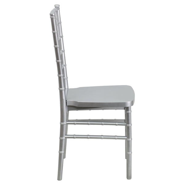 English Elm HERCULES Premium Stacking Chiavari Chair - Elegant Resin Seating for Weddings, Events & Rentals Silver LE-SILVER-GG