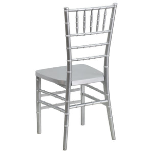 English Elm HERCULES Premium Stacking Chiavari Chair - Elegant Resin Seating for Weddings, Events & Rentals Silver LE-SILVER-GG