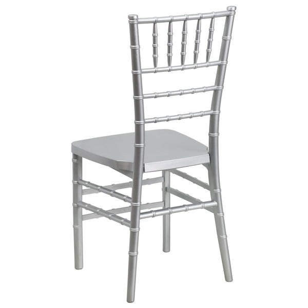 English Elm HERCULES Premium Stacking Chiavari Chair - Elegant Resin Seating for Weddings, Events & Rentals Silver LE-SILVER-GG