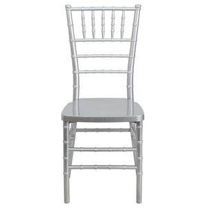English Elm HERCULES Premium Stacking Chiavari Chair - Elegant Resin Seating for Weddings, Events & Rentals Silver LE-SILVER-GG