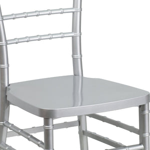 English Elm HERCULES Premium Stacking Chiavari Chair - Elegant Resin Seating for Weddings, Events & Rentals Silver LE-SILVER-GG