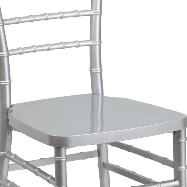 English Elm HERCULES Premium Stacking Chiavari Chair - Elegant Resin Seating for Weddings, Events & Rentals Silver LE-SILVER-GG