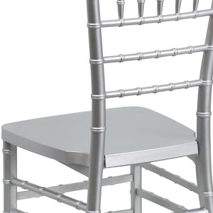 English Elm HERCULES Premium Stacking Chiavari Chair - Elegant Resin Seating for Weddings, Events & Rentals Silver LE-SILVER-GG