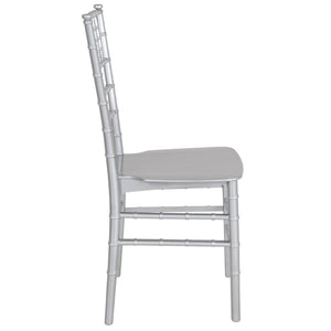 English Elm HERCULES Series Stacking Chiavari Chair - Elegant, Durable Seating for Events with Compact Storage Options Silver LE-SILVER-M-GG