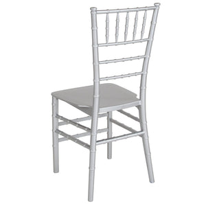 English Elm HERCULES Series Stacking Chiavari Chair - Elegant, Durable Seating for Events with Compact Storage Options Silver LE-SILVER-M-GG