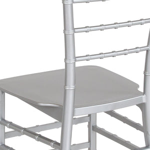 English Elm HERCULES Series Stacking Chiavari Chair - Elegant, Durable Seating for Events with Compact Storage Options Silver LE-SILVER-M-GG