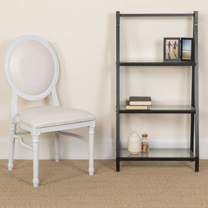 English Elm HERCULES King Louis Chair with Tufted Back - Elegant, Sturdy Design for Dining, Events & Offices White Vinyl/White Frame LE-W-W-MON-GG