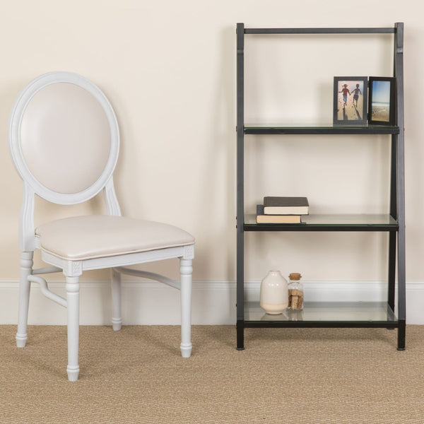 English Elm HERCULES King Louis Chair with Tufted Back - Elegant, Sturdy Design for Dining, Events & Offices White Vinyl/White Frame LE-W-W-MON-GG