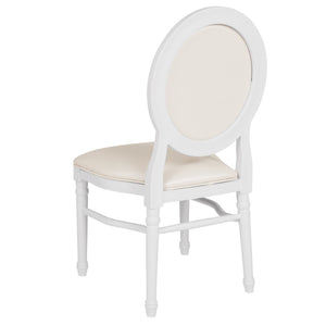 English Elm HERCULES King Louis Chair with Tufted Back - Elegant, Sturdy Design for Dining, Events & Offices White Vinyl/White Frame LE-W-W-MON-GG