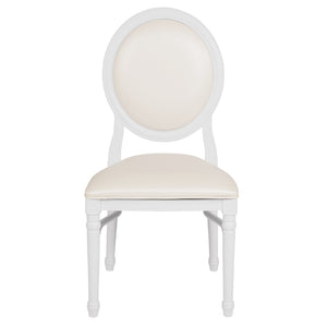 English Elm HERCULES King Louis Chair with Tufted Back - Elegant, Sturdy Design for Dining, Events & Offices White Vinyl/White Frame LE-W-W-MON-GG